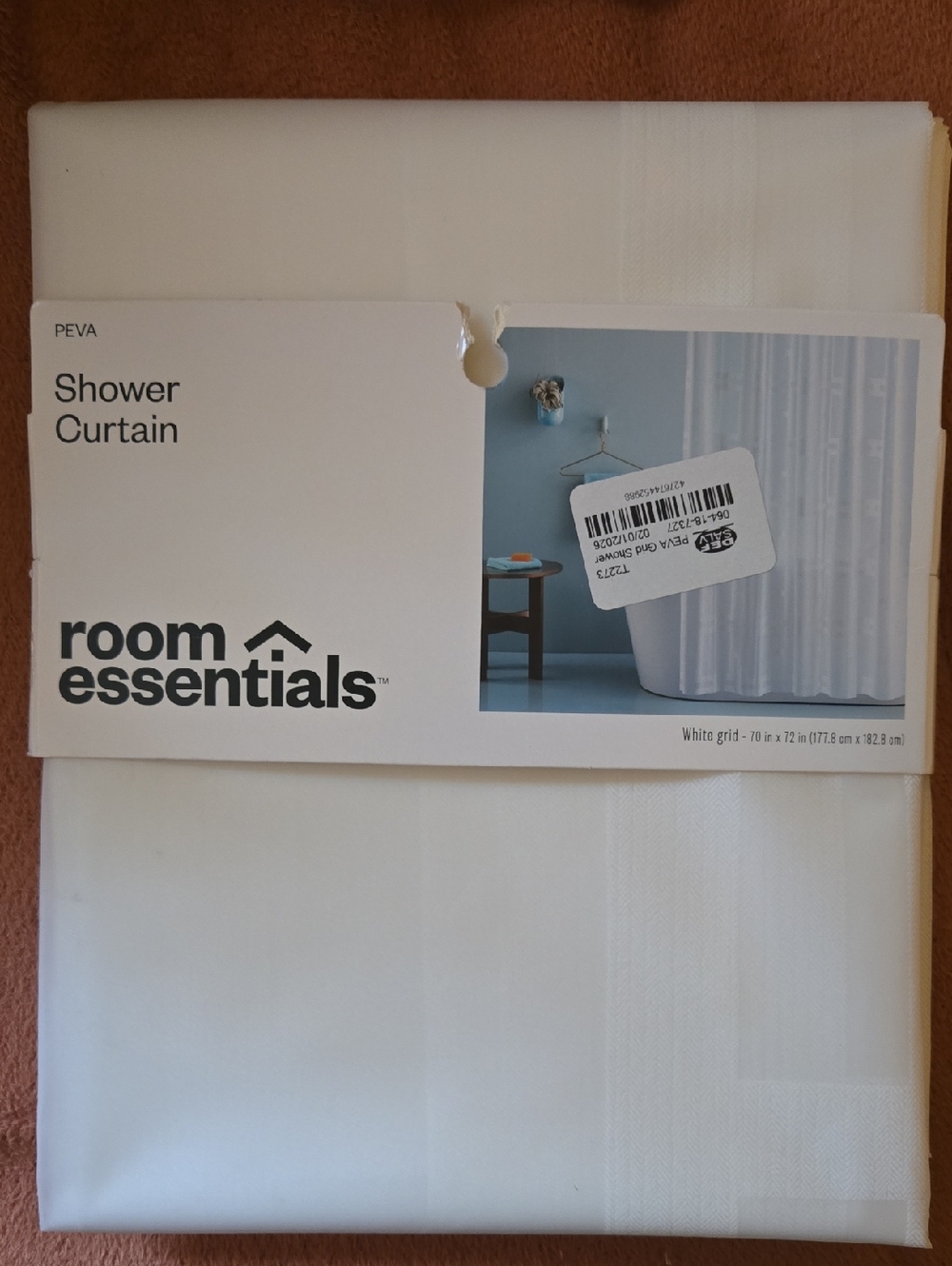 Room Essentials White Shower Curtain with Subtle Grid